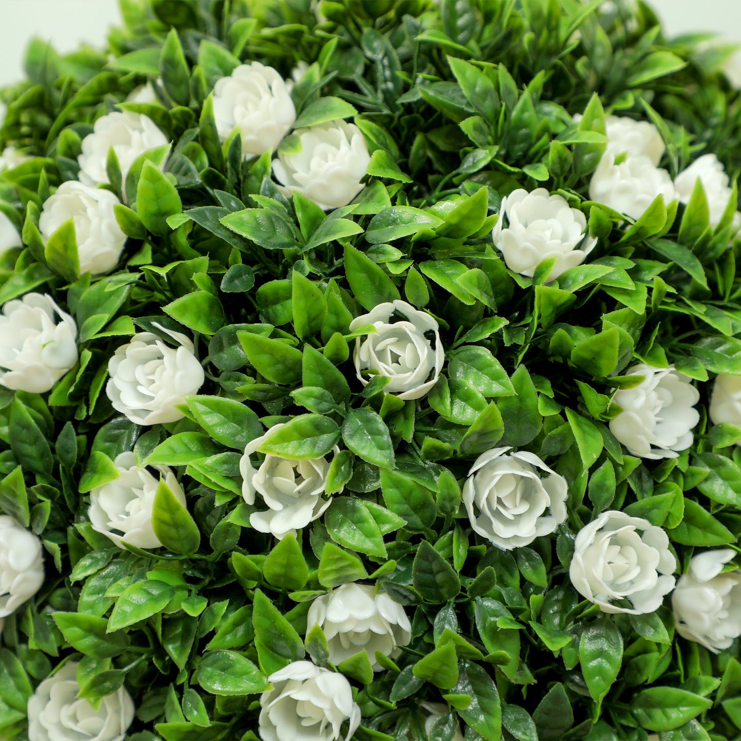 HOMCOM Set Of 2 Decorative Artificial Plants Ball Topiary Tree With Rose Flowers In Pot 60cm White UV Resistant