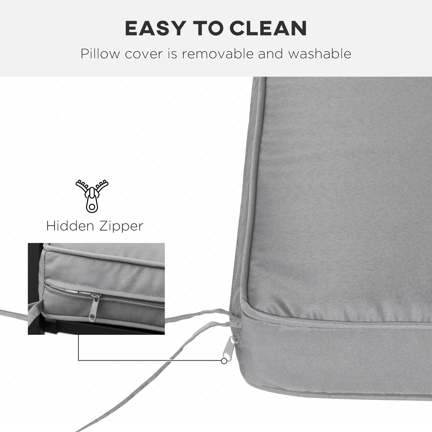 Outsunny Two Seater Garden Bench Cushion Light Grey Polyester Water Resistant Outdoor Seat Pad 120cm X 50cm