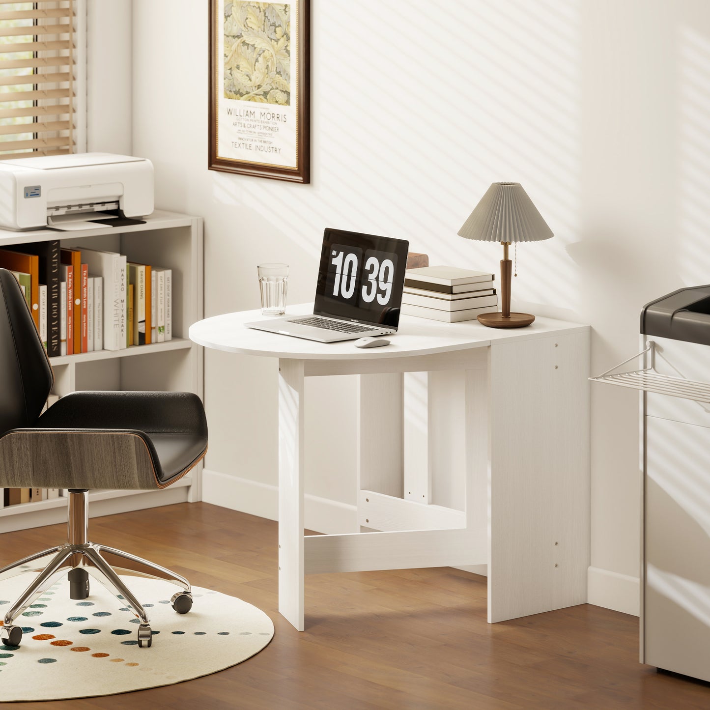 HOMCOM Folding Dining Table With Drop Leaf For Small Spaces, Oval Ash Wood Effect Tabletop