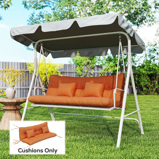 Outsunny Outdoor Seat Cushions Set With Two Cushions And Two Pillows Water Repellent For 3 Seater Chair Orange