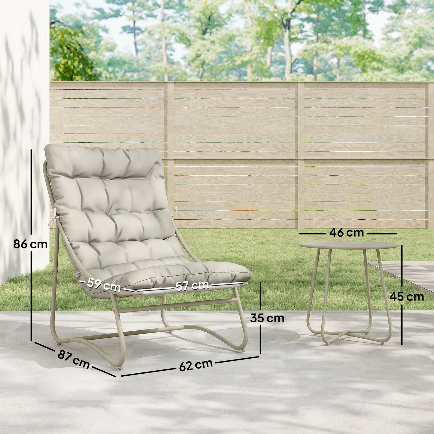 Outsunny 3 Piece Garden Bistro Set With Round Outdoor Table And Chairs For Two Texteline Seats And Cushions Light Grey