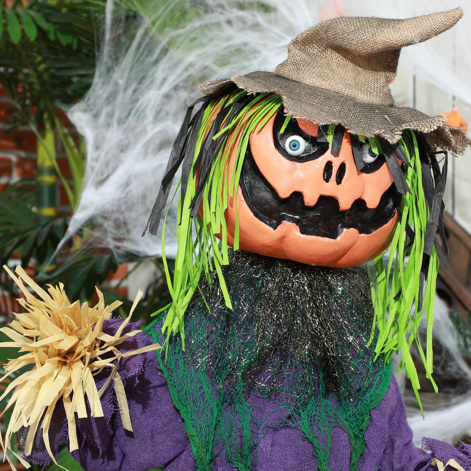 HOMCOM Sinister Animated Pumpkin Man Decoration with Sound and Light Effects for Halloween Haunts - ALL4U RETAILER LTD