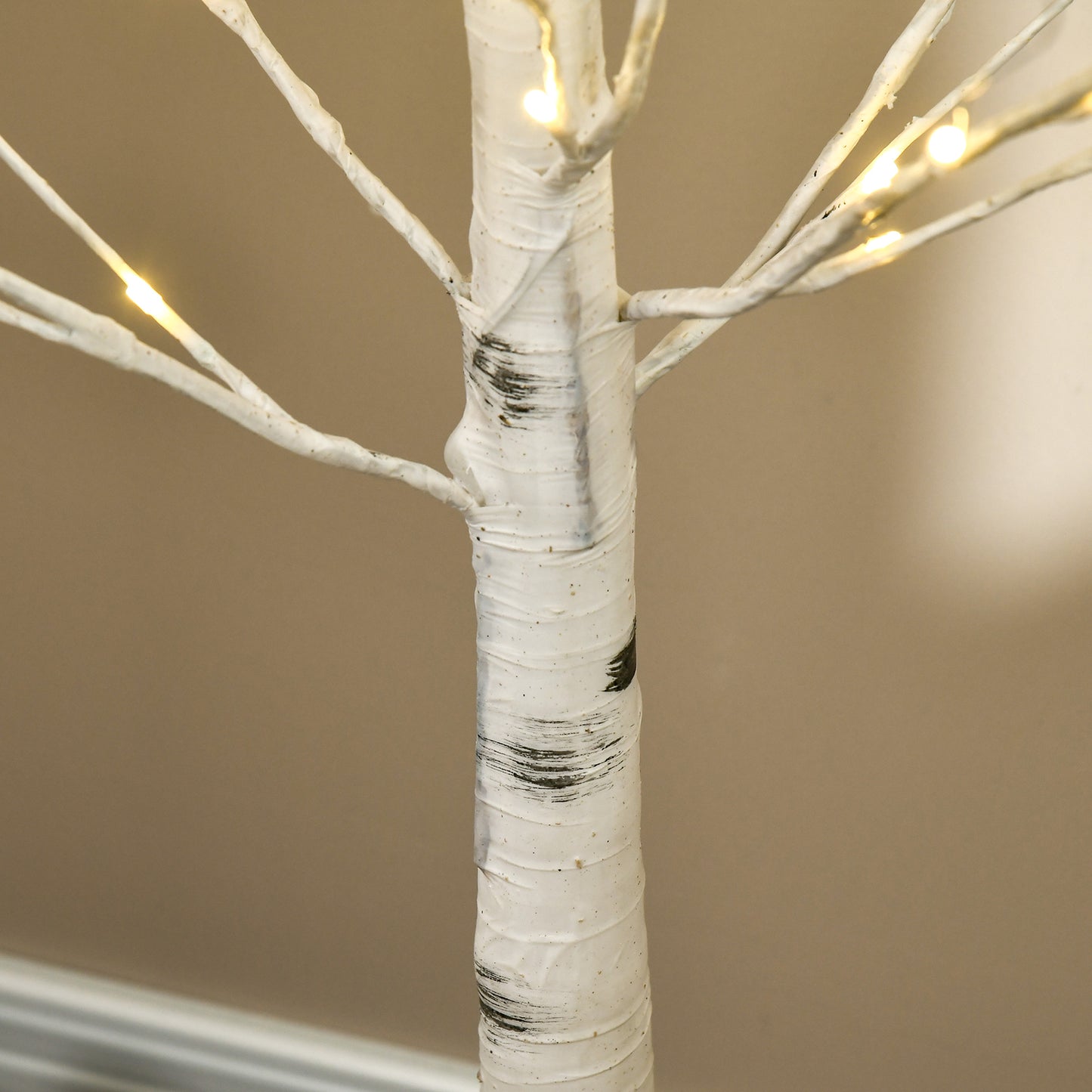 HOMCOM 6ft Pre-Lit Artificial White Birch Tree with 96 Warm White LEDs for Indoor and Outdoor Decor - ALL4U RETAILER LTD