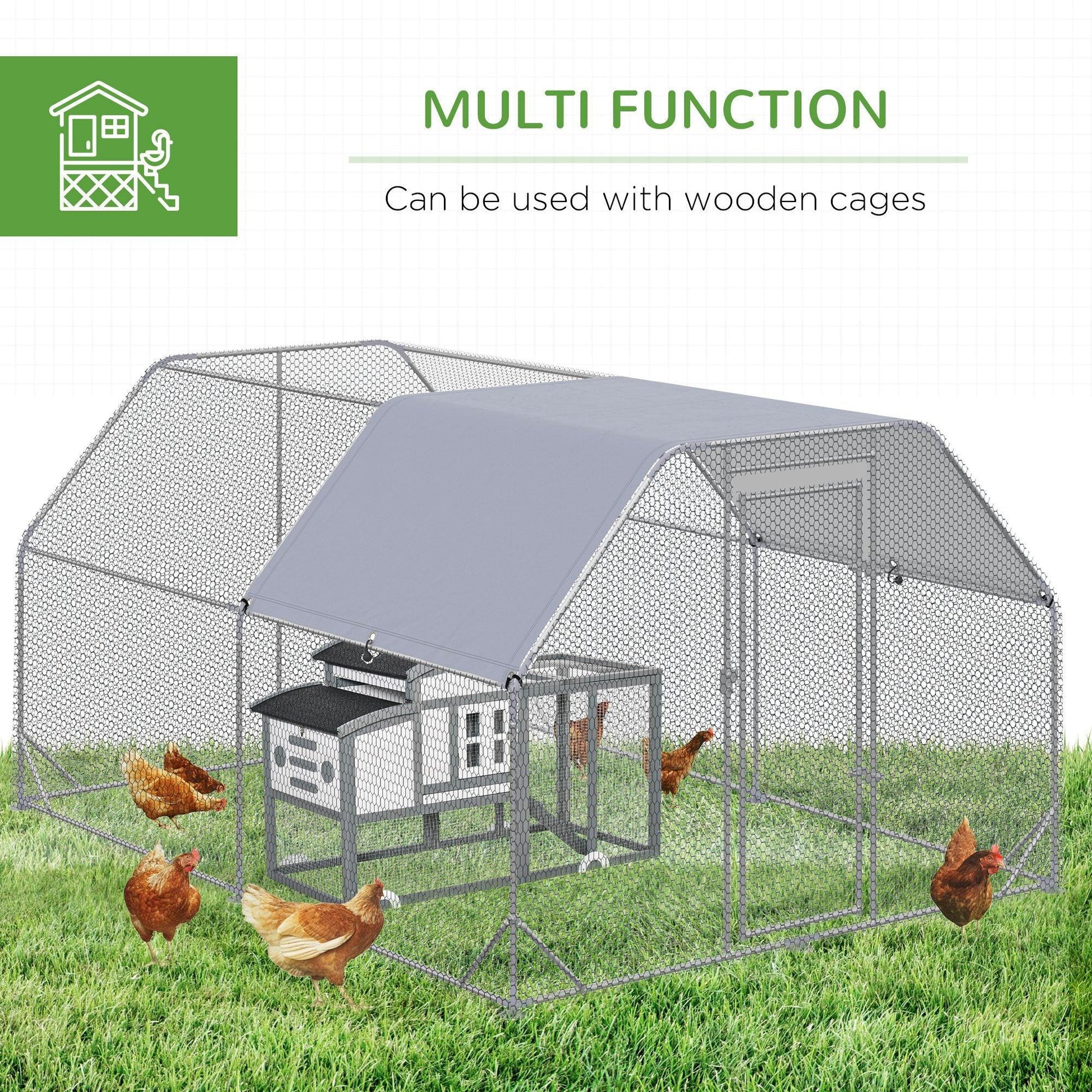 PawHut Chicken Run Cage for 10-12 Chickens, Outdoor Coop and Hen House - ALL4U RETAILER LTD