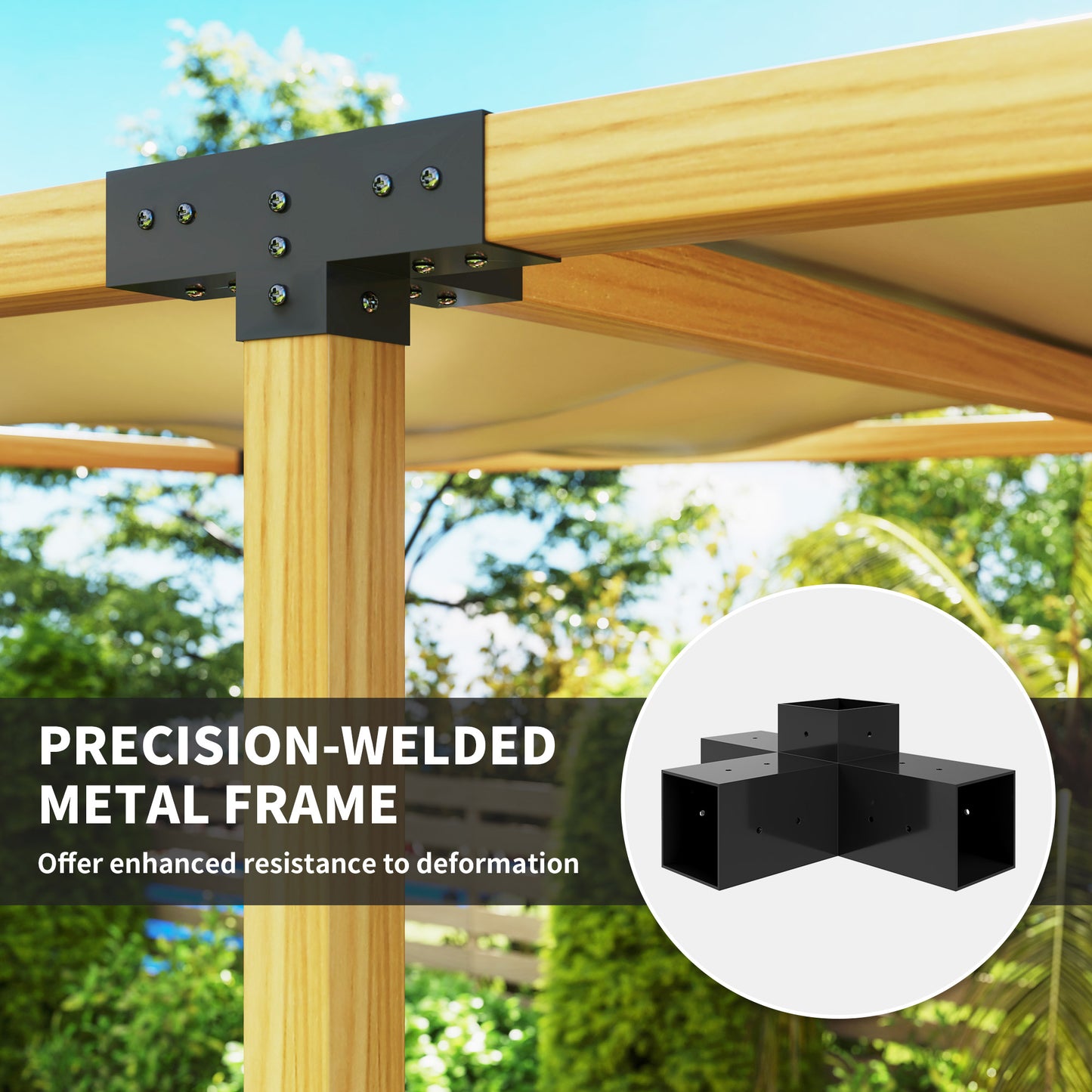 Outsunny 12 Pieces Pergola Kit Brackets 3 Way 4 Way Corner Brackets For 9.6 By 9.6 cm Lumber