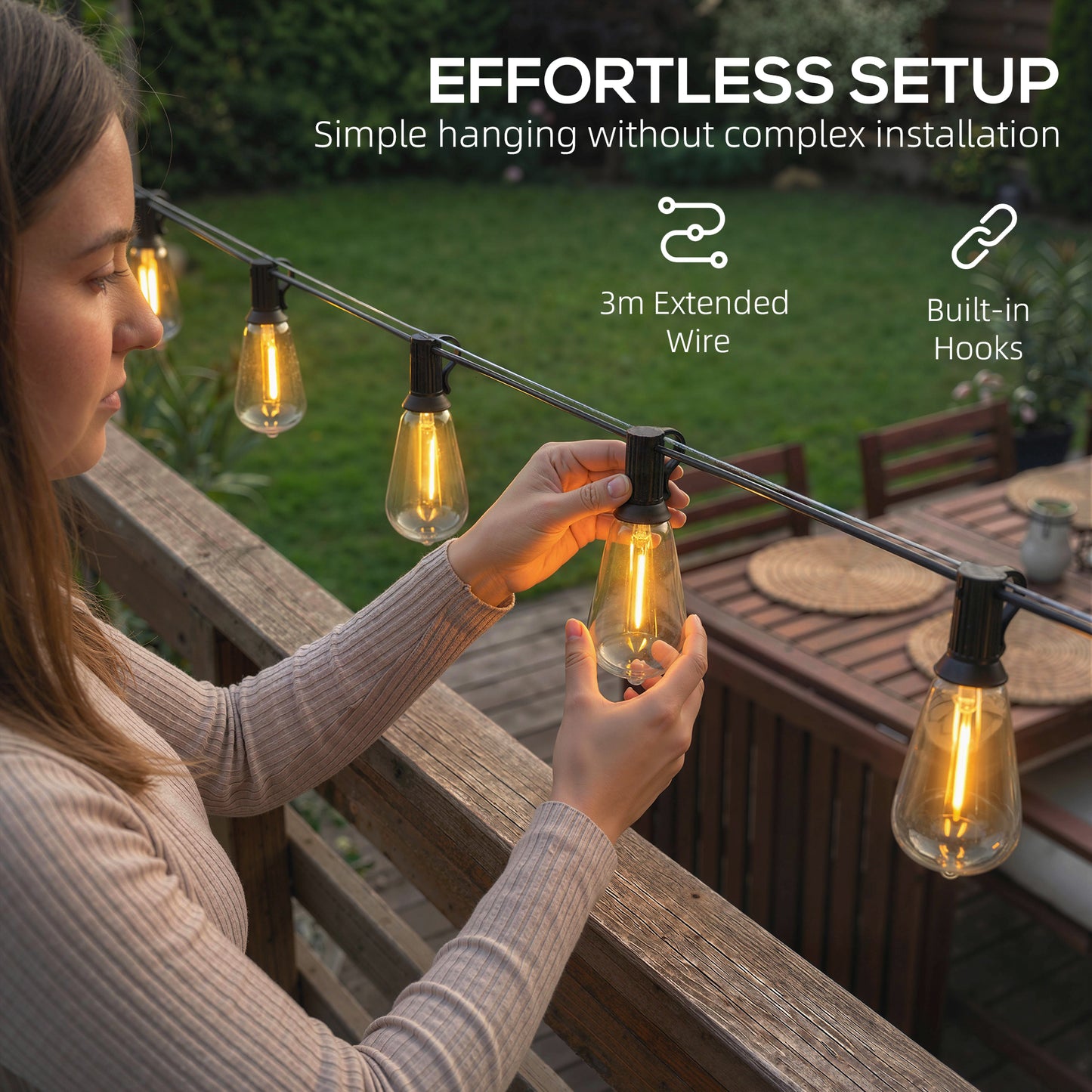 HOMCOM Connectable Fairy Curtain Lights 18 m IP44 Waterproof Warm White Plug In Indoor Decor
