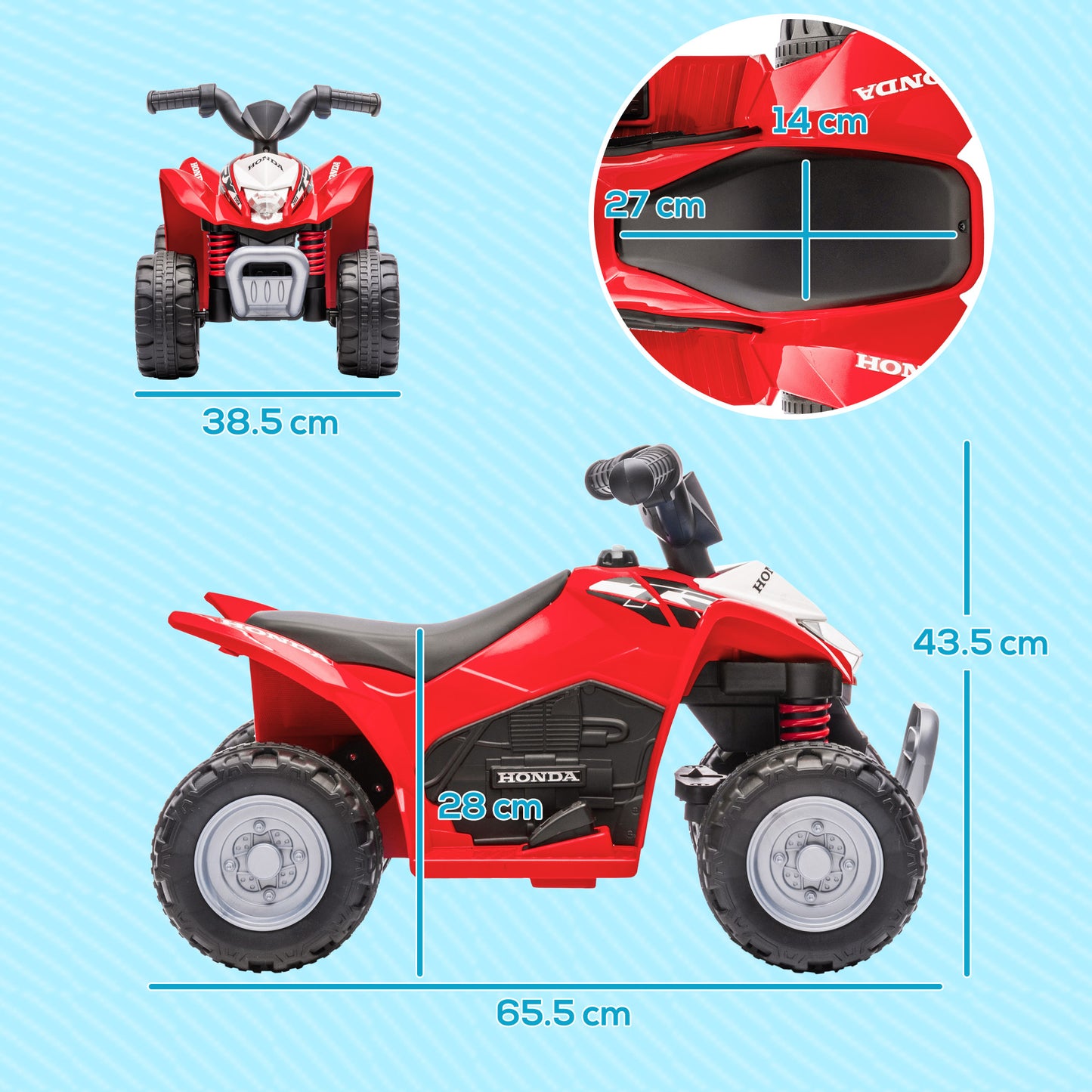 AIYAPLAY Honda Licensed Kids Electric Quad Bike - 6V ATV Ride-On Car for Children Ages 1.5-3 Years - Red - 4 Pack - ALL4U RETAILER LTD