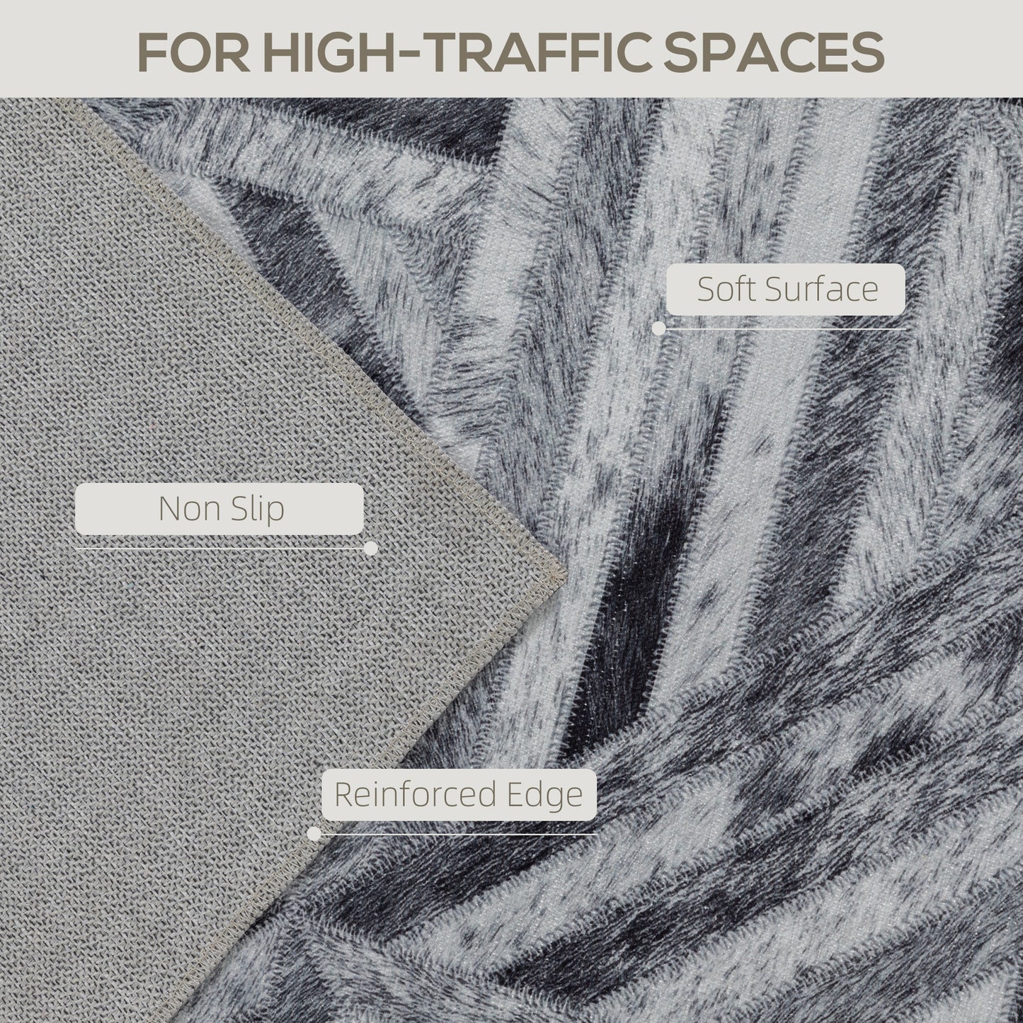HOMCOM Modern Area Rug Non Slip Washable Chenille Floor Carpet for Living Room Bedroom Dining Room 290 x 200 cm Black