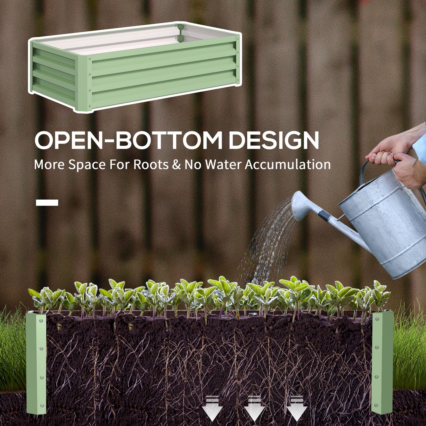 Outsunny Galvanised Raised Garden Bed For Herbs And Vegetables Outdoor Planter For Patio Balcony And Garden