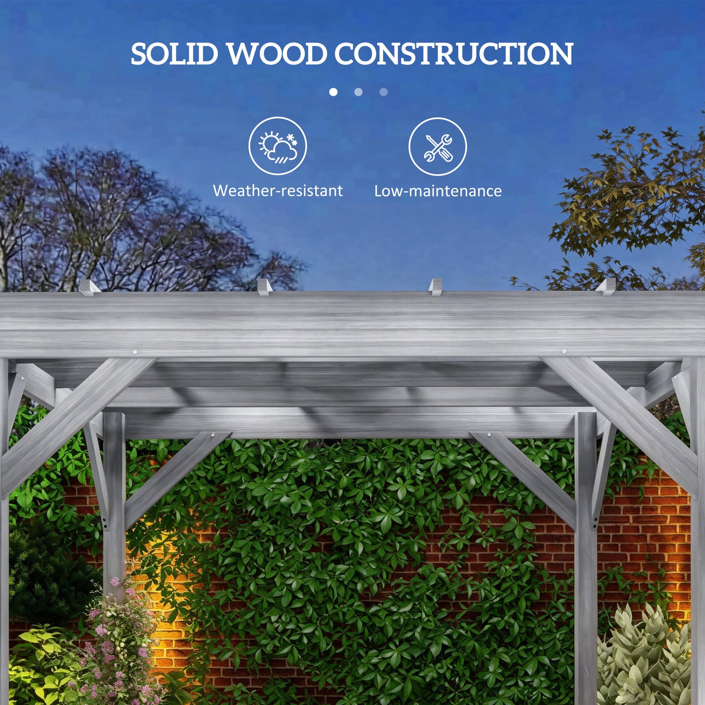 Outsunny 3 x 3 m Wooden Pergola Kit For Garden Gazebo Shelter Ideal For Climbing Vines Grey