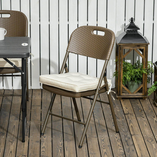 Outsunny 42 x 42cm Replacement Garden Seat Cushion Pad with Ties, Cream - ALL4U RETAILER LTD