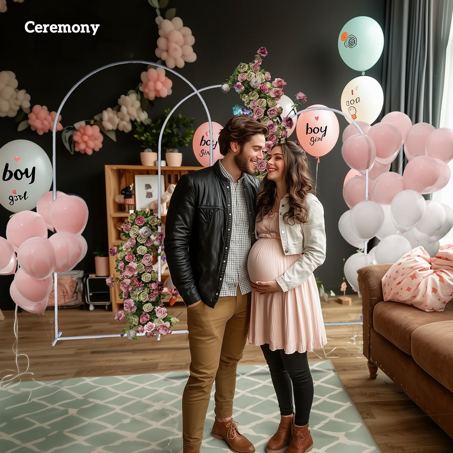 Outsunny Wedding Arch Frame Set White Metal Balloon Arch Stand Adjustable 1.8m 2m 2.2m For Birthday Party