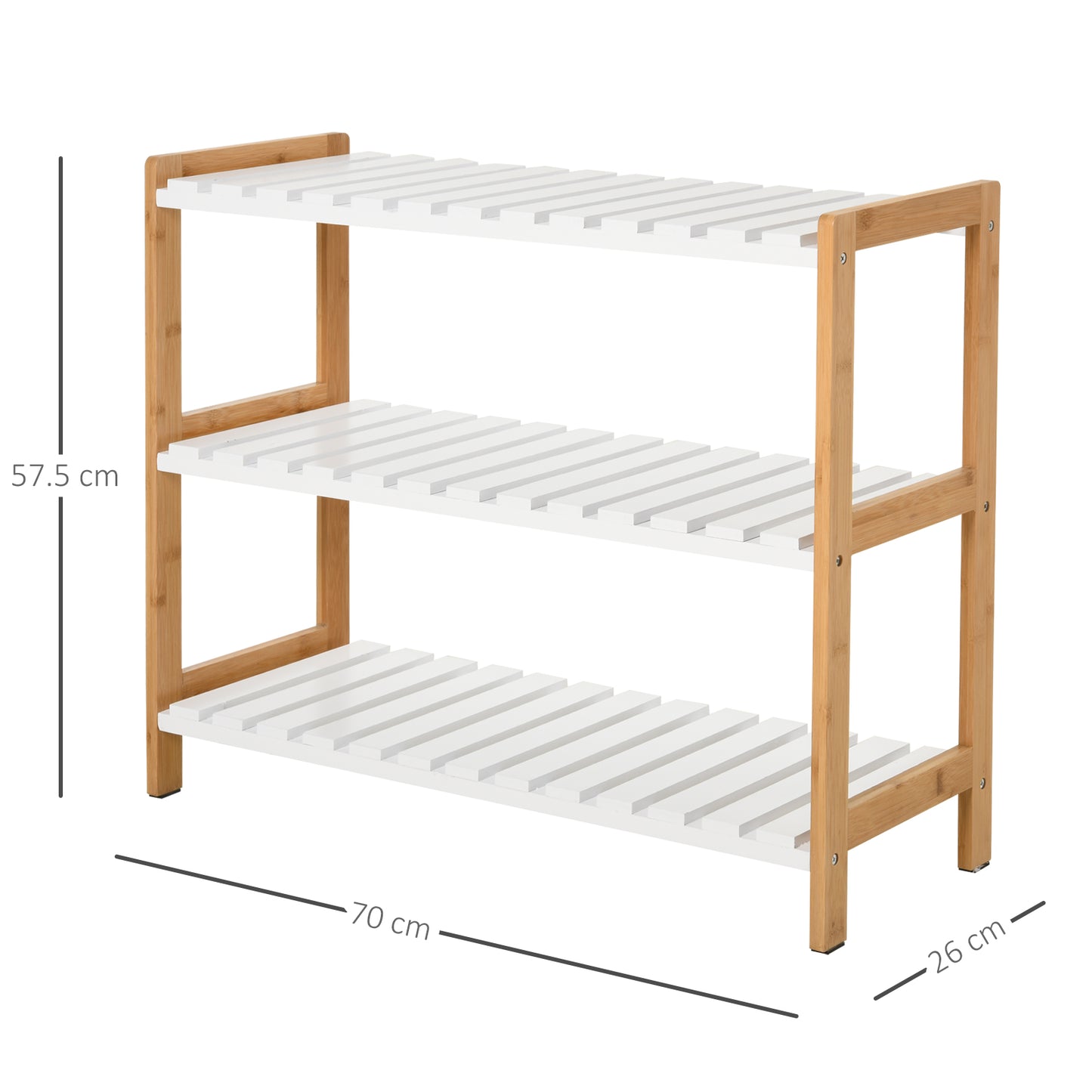 HOMCOM Stylish 3-Tier Wooden Shoe Rack with Slatted Shelves - Natural Finish for Home Organization - ALL4U RETAILER LTD