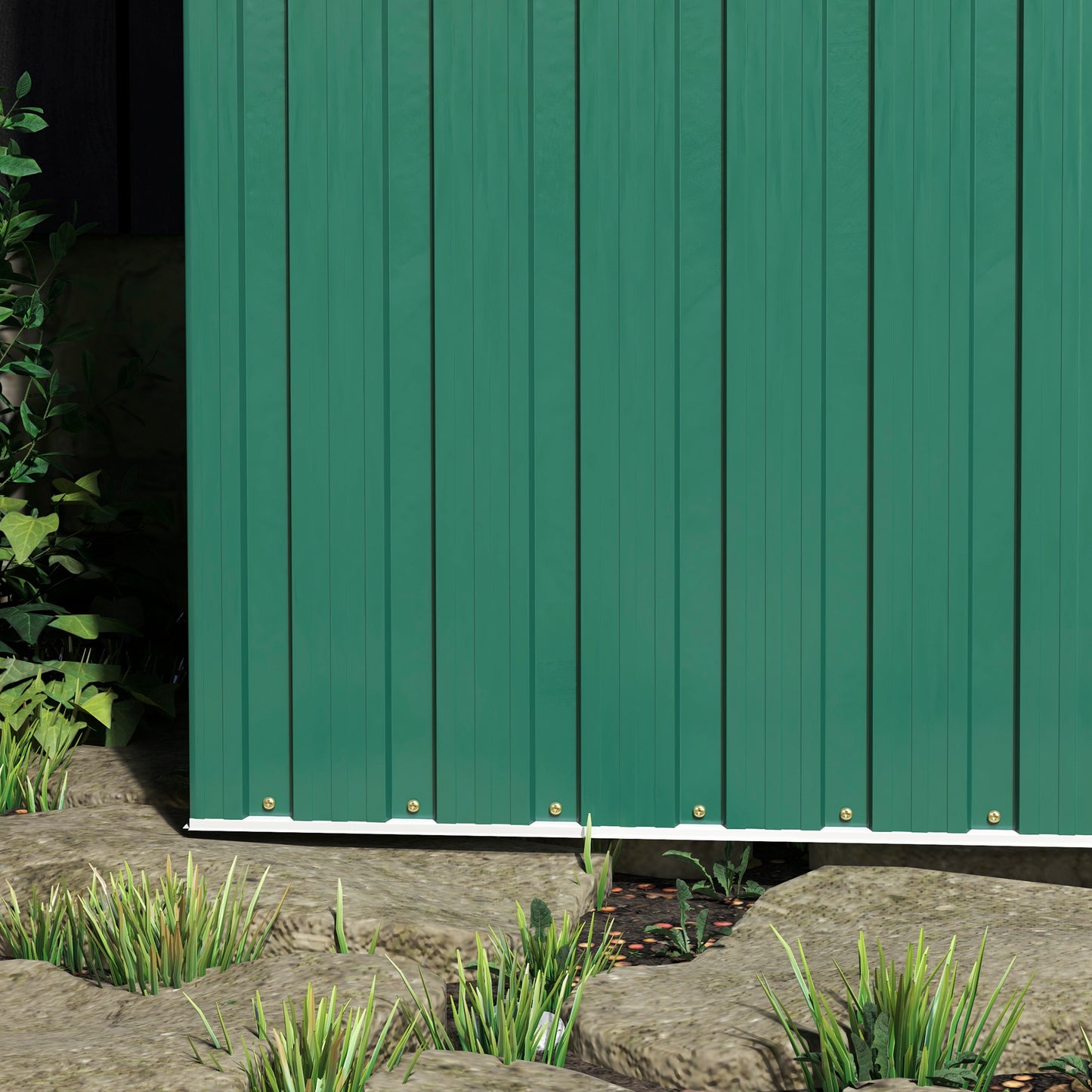 Outsunny 5 x 3ft Outdoor Tool Storage Shed with Sliding Door and Sloped Roof, Green - ALL4U RETAILER LTD