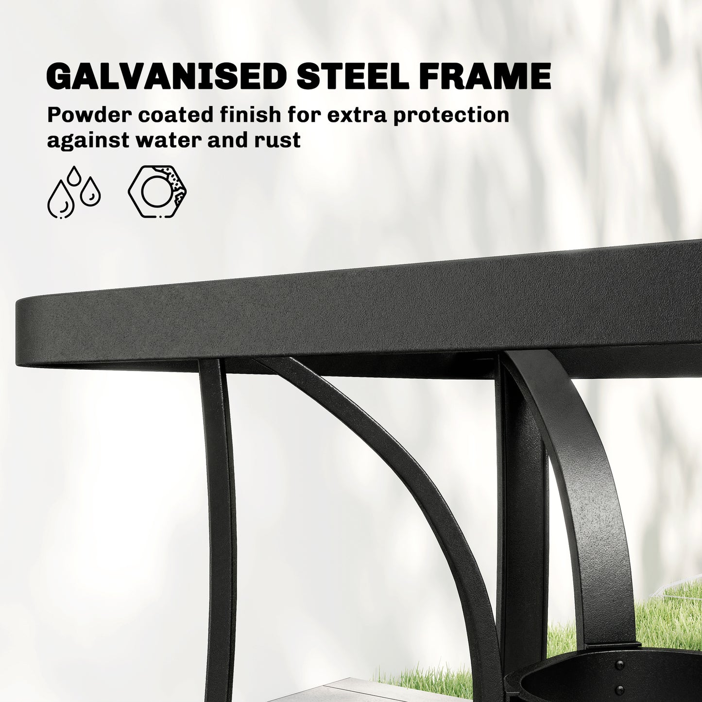 Outsunny Garden Dining Set for 4 with Umbrella Hole and Glass Top Table Stackable Chairs Light Grey