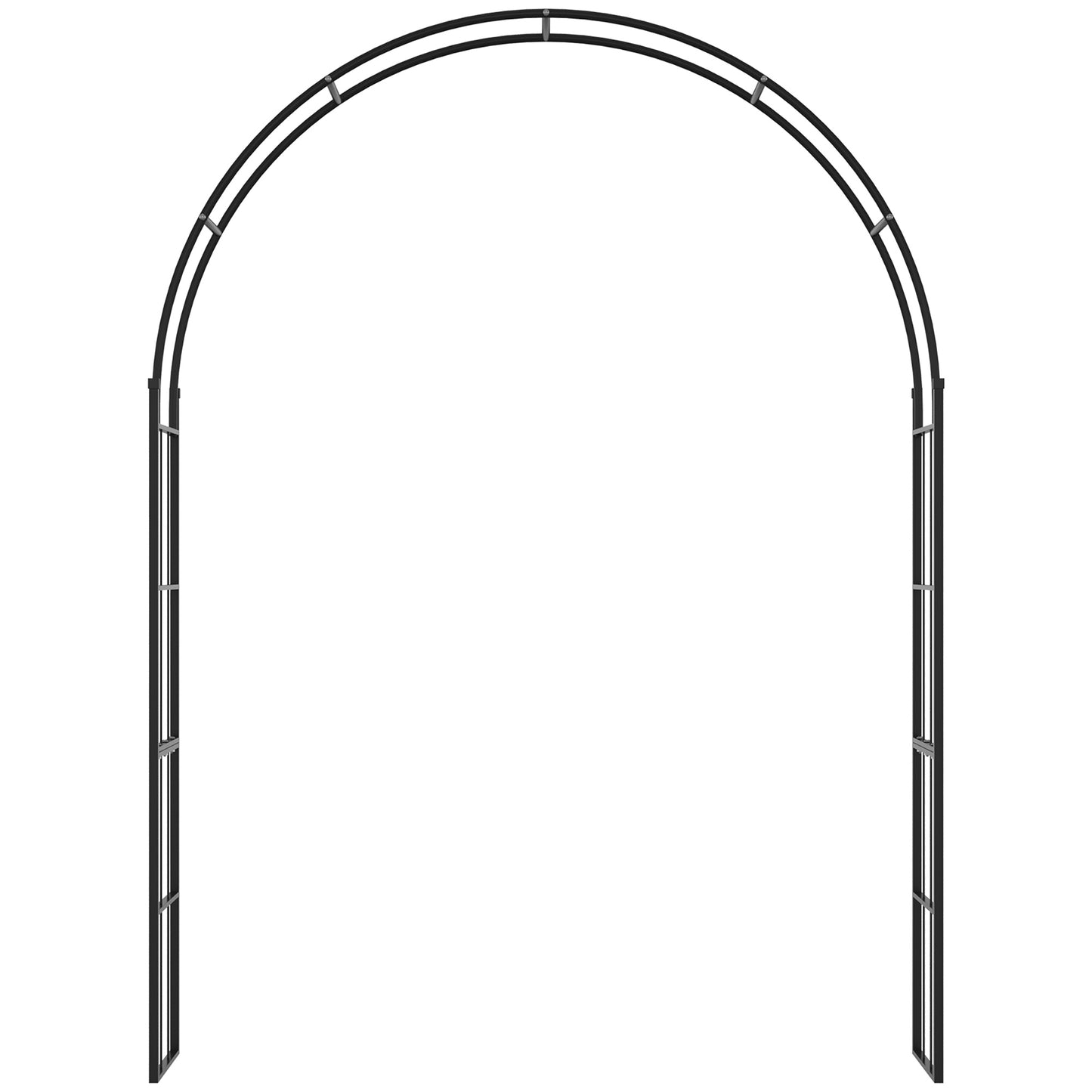 Outsunny 223cm Garden Arch Trellis Outdoor Wedding Arbor For Climbing Roses Vines And Plants Black Metal