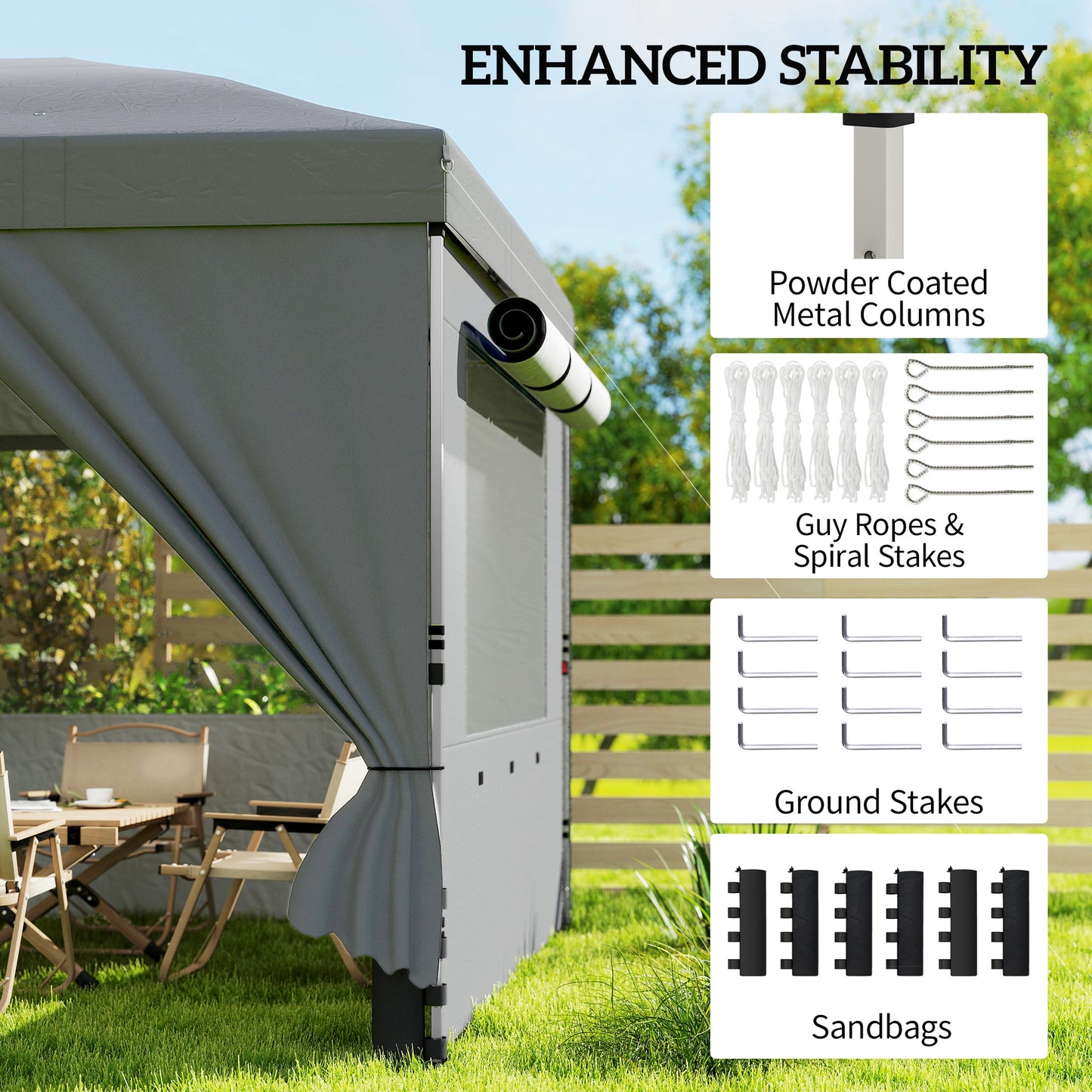 Outsunny 3 By 6 Meter Pop Up Canopy with UV50 Plus Protection Garden Gazebo Six Sidewalls Dark Grey