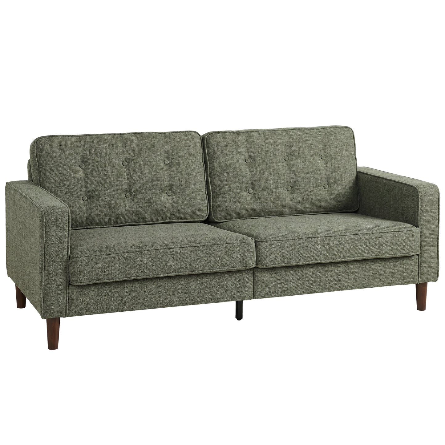 HOMCOM 3 Seater Sofa Button Tufted Velvet Couch With Wood Legs For Living Room Green