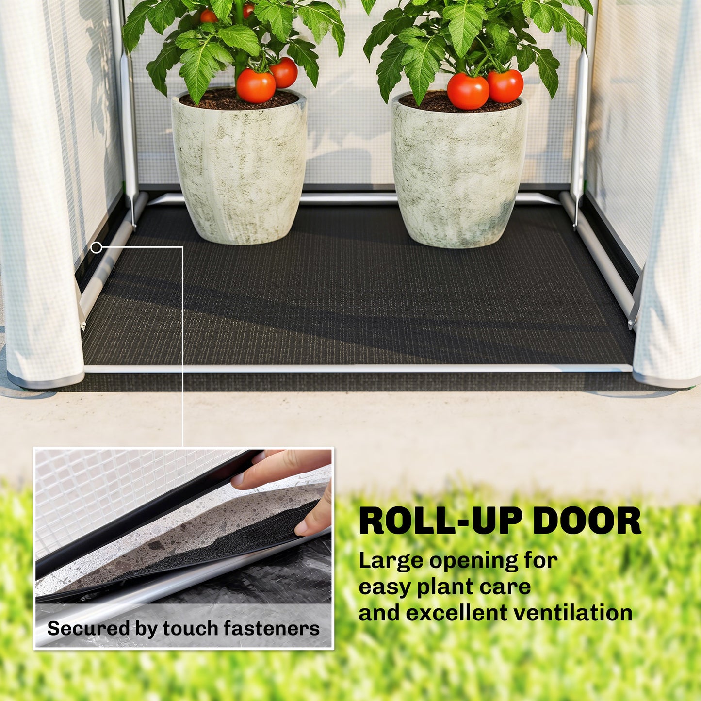 Outsunny Mini Greenhouse Portable Garden House With Roll Up Door PE Base Small Greenhouse 100 X 100 X 195 Cm White