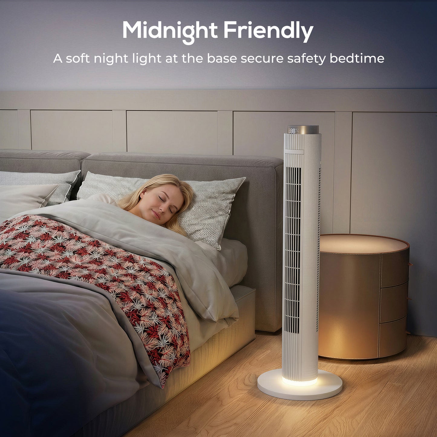Homcom 96 Cm Tower Fan With Wifi App Control Quiet Standing Floor Fan 3 Speeds 4 Modes 12 Hour Timer Night Light White