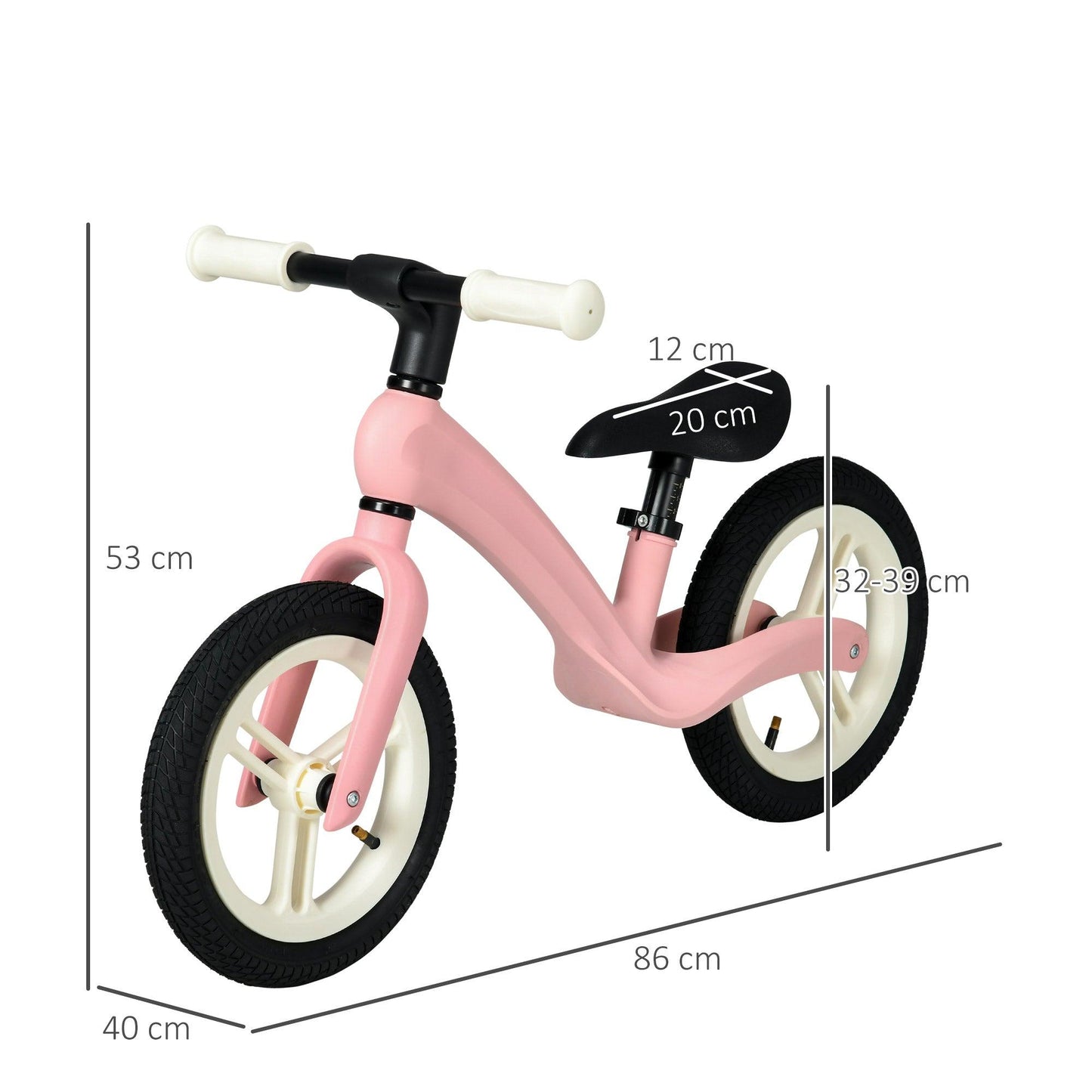 AIYAPLAY 12" Kids Balance Bike - Lightweight Training Bike, Adjustable Seat, Rubber Wheels - Pink - ALL4U RETAILER LTD