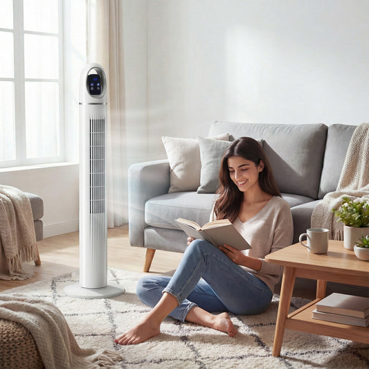 HOMCOM Tower Fan for Bedroom with 70 Degree Oscillation 3 Modes 3 Speeds 24 Hour Timer White