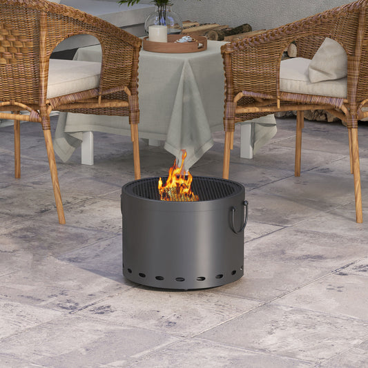 Outsunny Smokeless Fire Pit 38cm Portable Wood Burning Fire Pit With Spark Screen And Poker For Garden Patio Camping