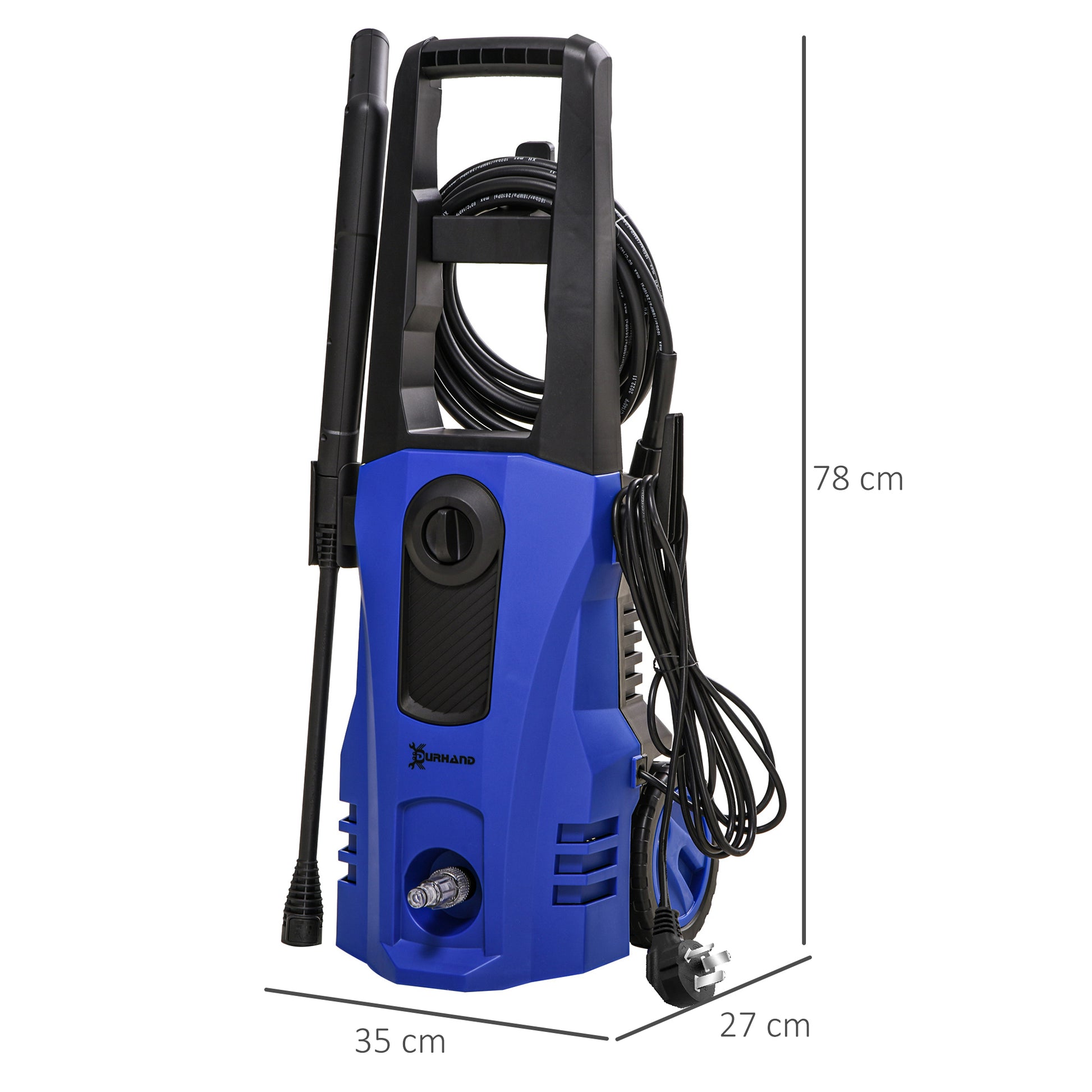 DURHAND 1800W Portable Pressure Washer - 150 Bar, 510 L/h Flow, Adjustable Nozzle, High-Performance Jet Cleaner in Blue - ALL4U RETAILER LTD