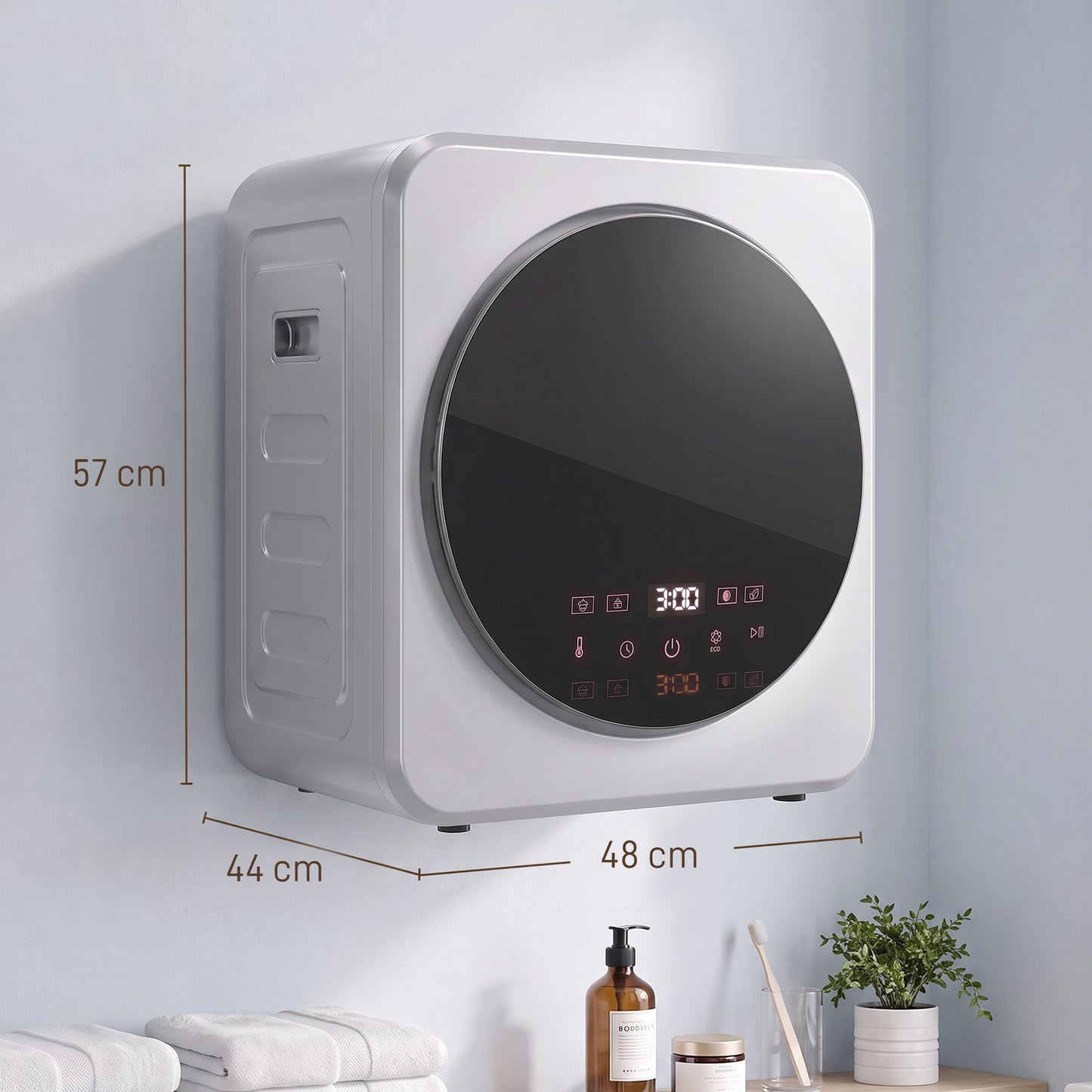 HOMCOM 800W Compact 4kg Vented Tumble Dryer Stainless Steel Tub