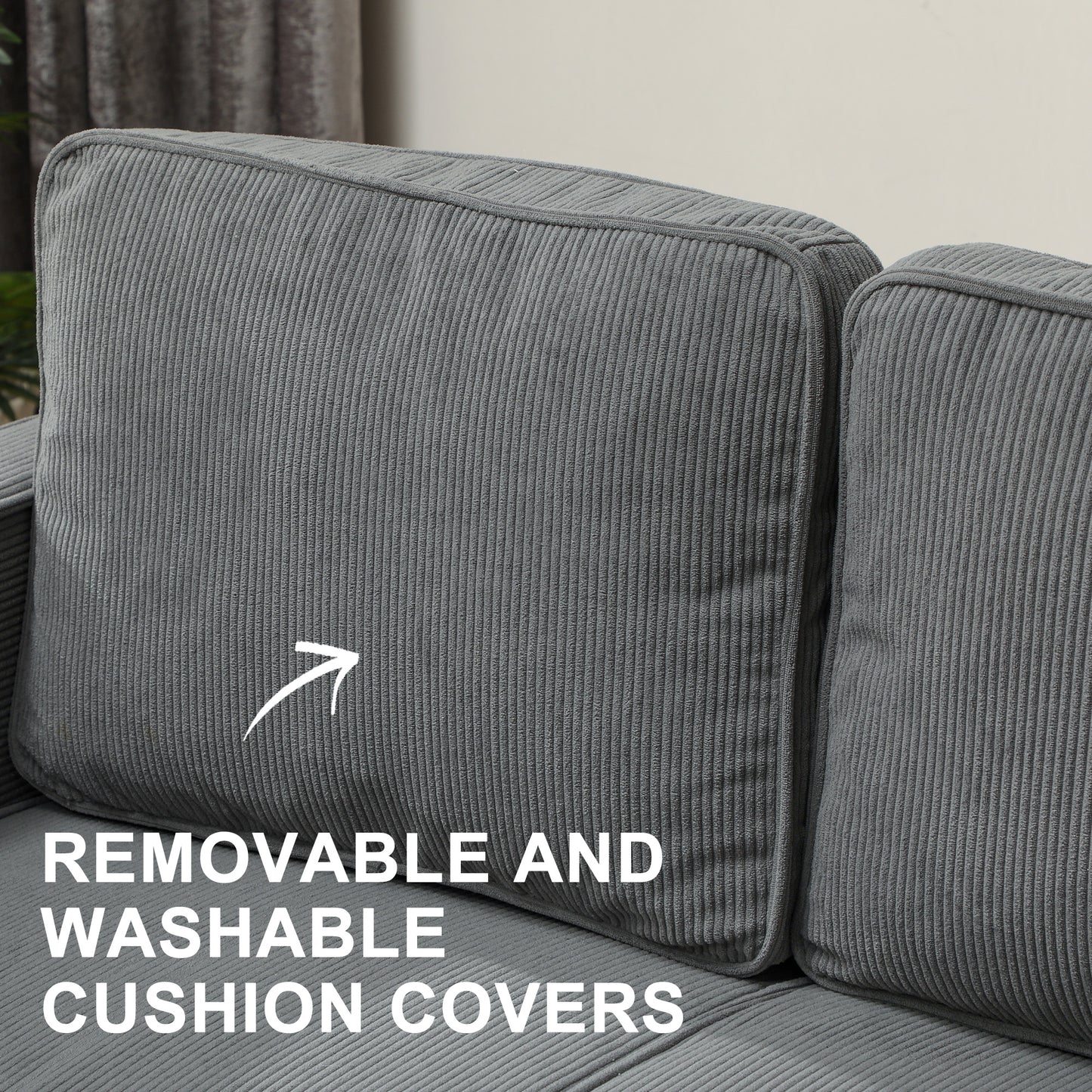 HOMCOM Small Two Seater Corduroy Sofa With Hidden Storage Lift Up Seat In Grey With Firm Comfort Dense Foam