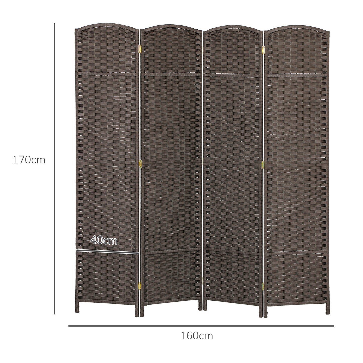 HOMCOM 4 Panel Folding Room Divider Freestanding Privacy Screen 160 x 170cm Brown