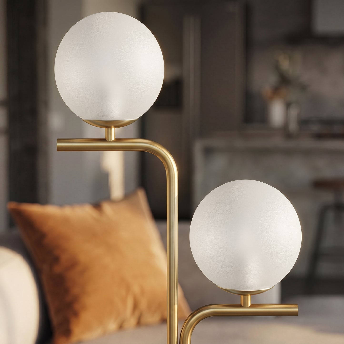HOMCOM LED Floor Lamp Three Colour Temperatures Modern Standing Lamp With Globe Glass Shades And Foot Switch Gold Tone
