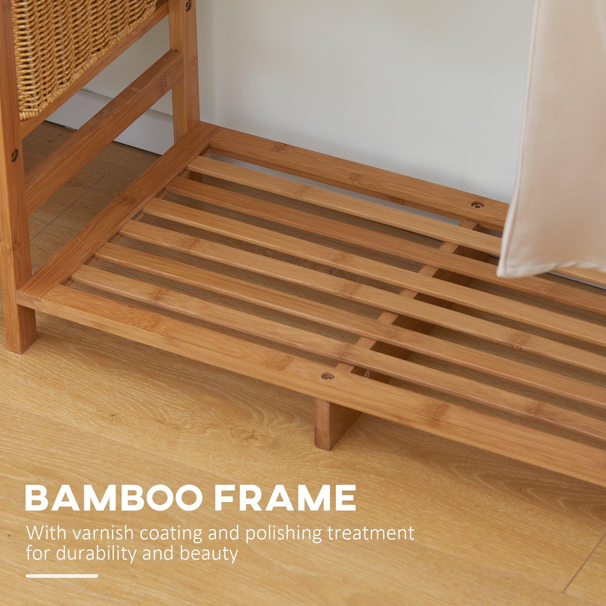 HOMCOM Bamboo Clothes Rail Garment Rack with 6 Tier Storage Shelf Hanging Rod - ALL4U RETAILER LTD