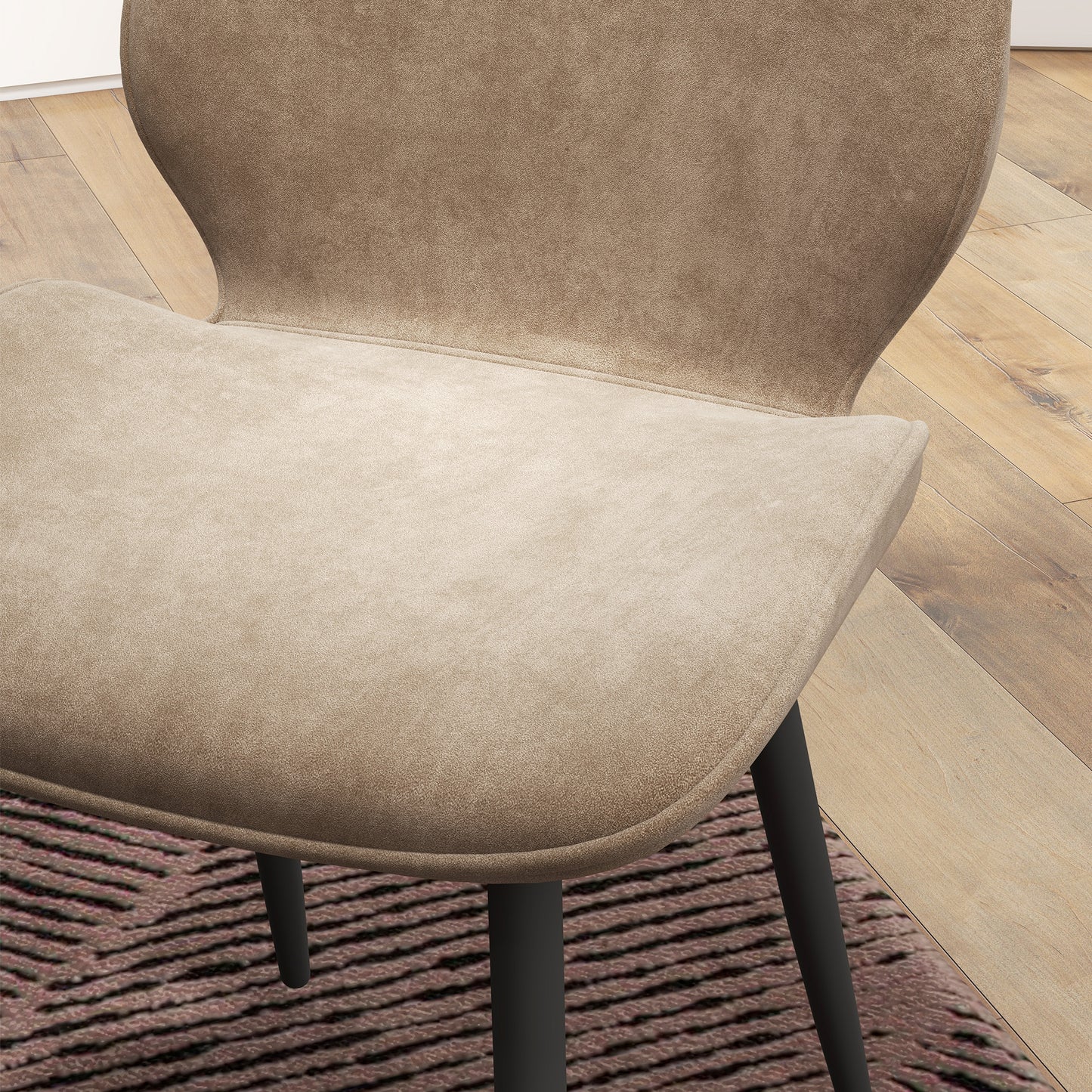 HOMCOM Set of 2 Light Brown Velvet Dining Chairs with Metal Legs for Modern Living and Dining Rooms - ALL4U RETAILER LTD