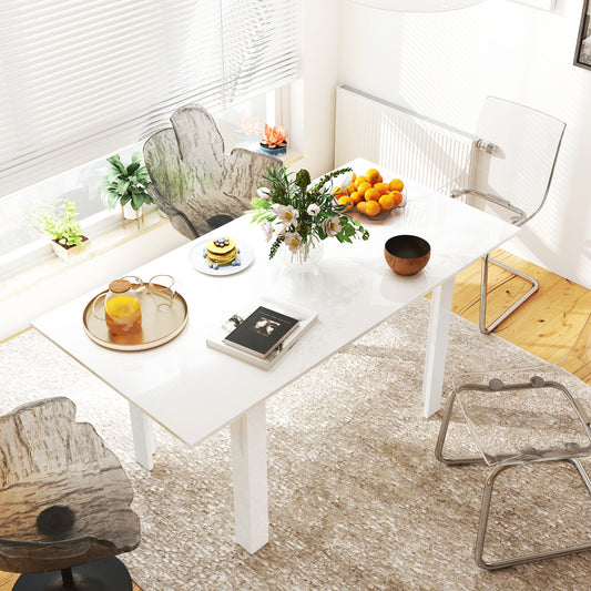 HOMCOM Extending Dining Table White High Gloss For Six People 120 cm To 160 cm MDF