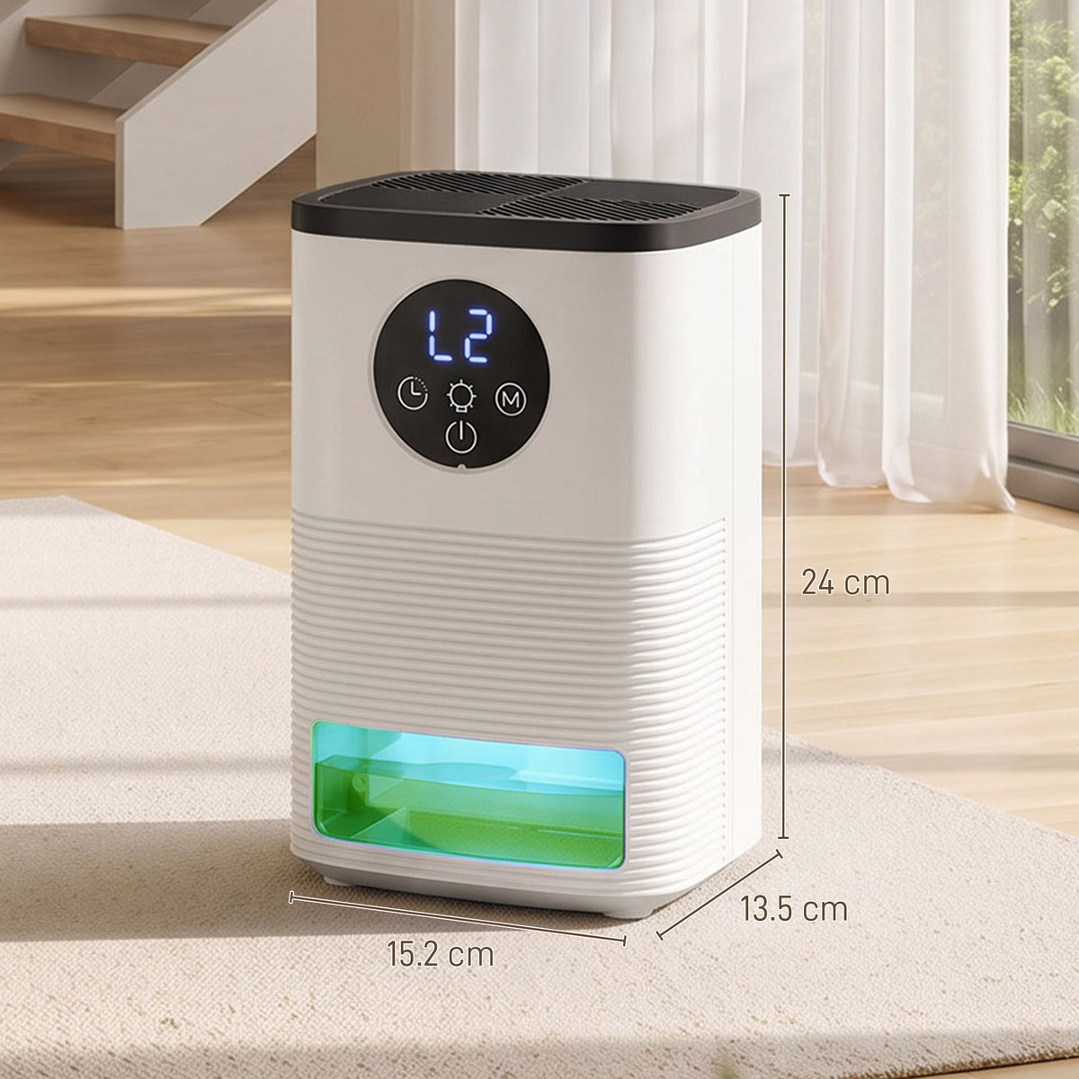 HOMCOM 300ml Per Day Mini Dehumidifier With RGB Lights And 1.4L Tank