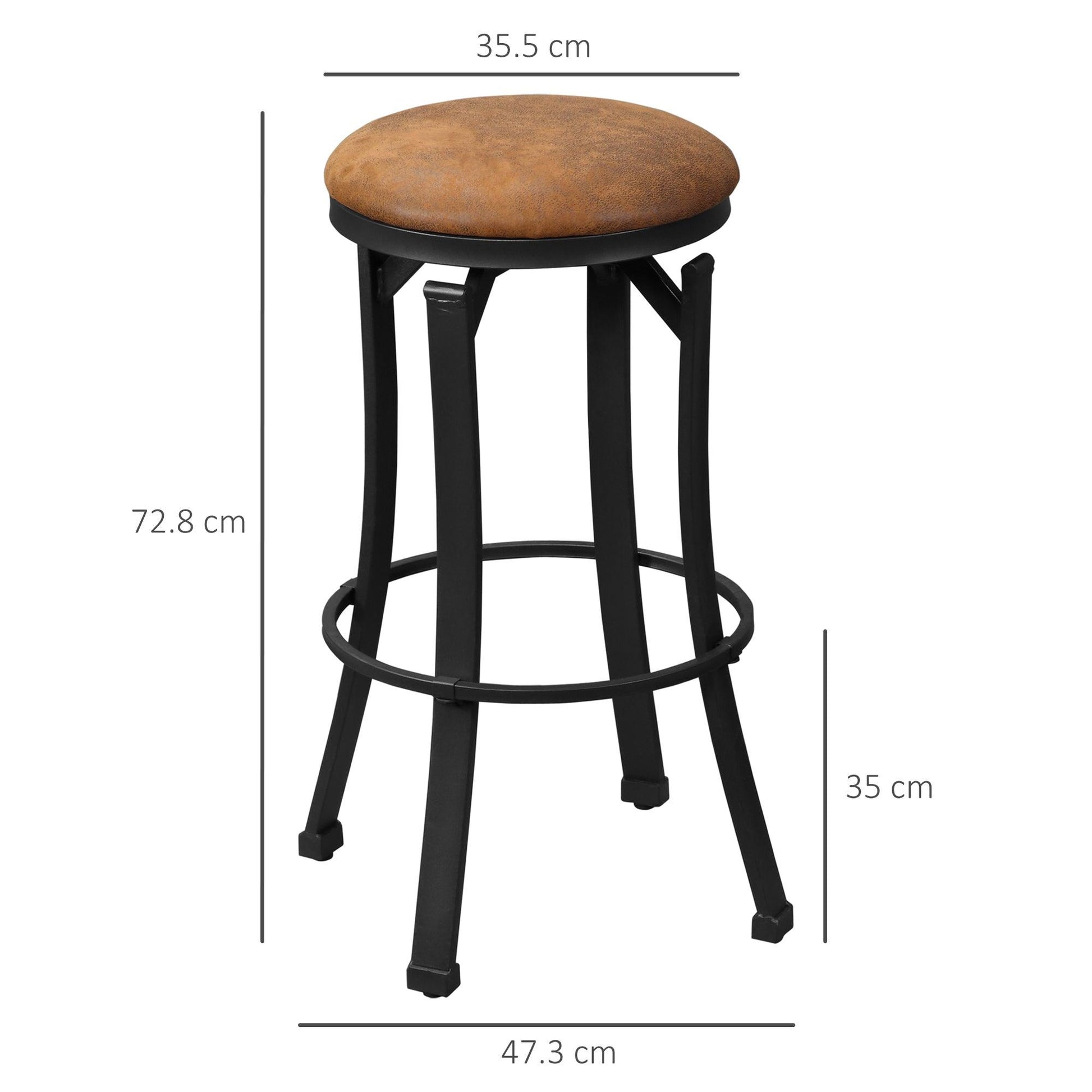 HOMCOM Set of 2 Microfiber Breakfast Bar Stools, Brown - ALL4U RETAILER LTD