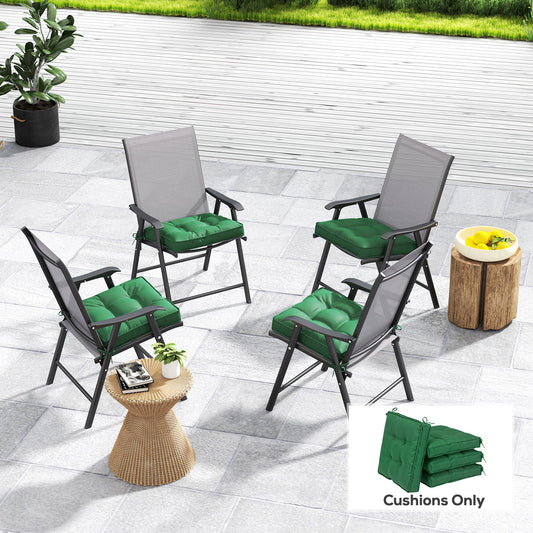 Outsunny Set of 4 Outdoor Seat Cushions 42 x 42 cm Green Garden Cushions for Patio