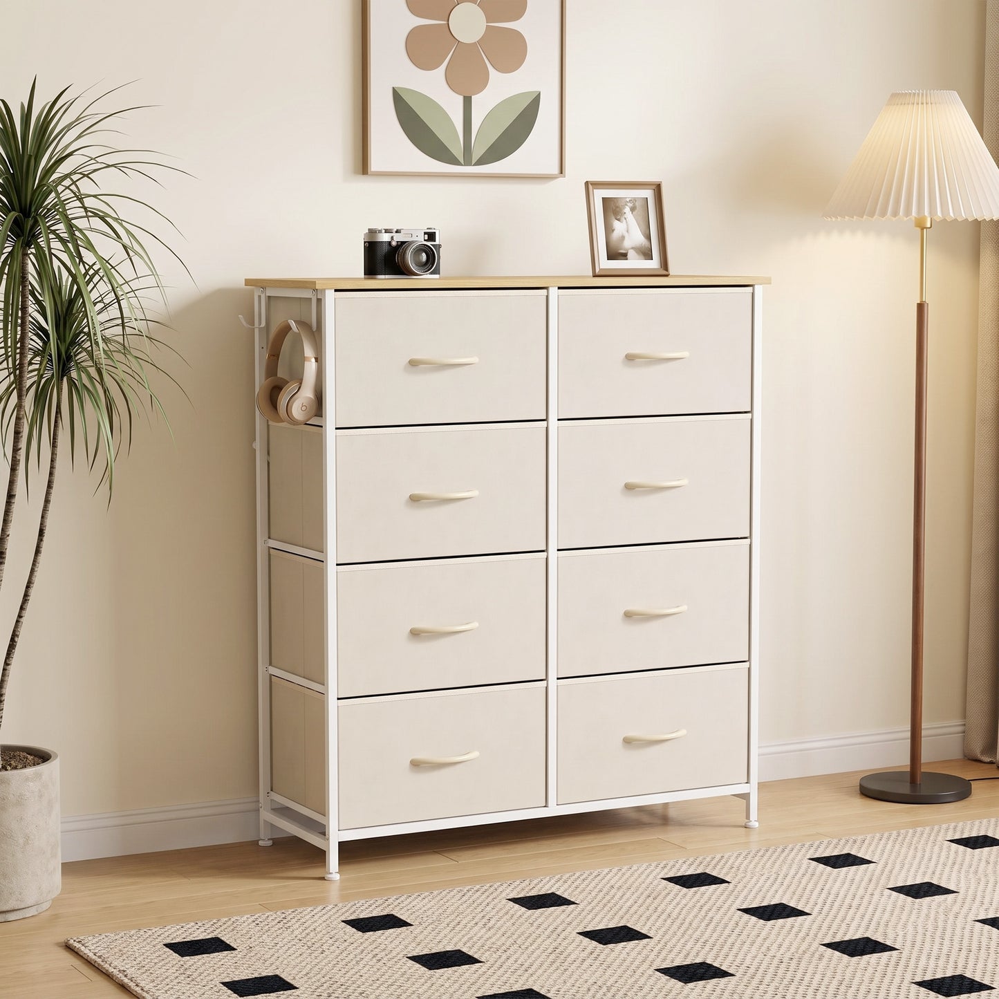 HOMCOM Chest Of Drawers With 8 Fabric Drawers Steel Frame Storage