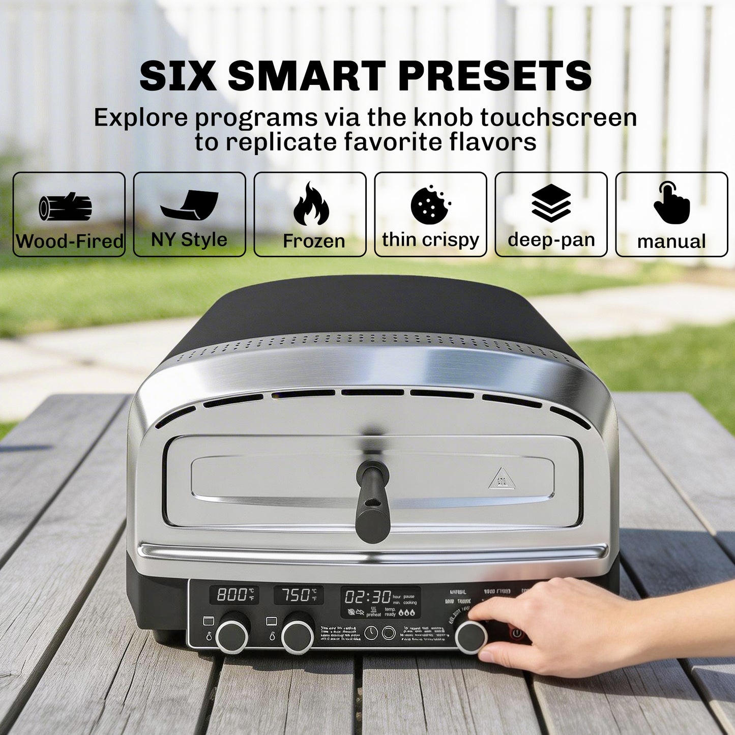 Outsunny Outdoor Electric Pizza Oven with Dual Heat Control and Six Presets 37 cm Stone and Peel