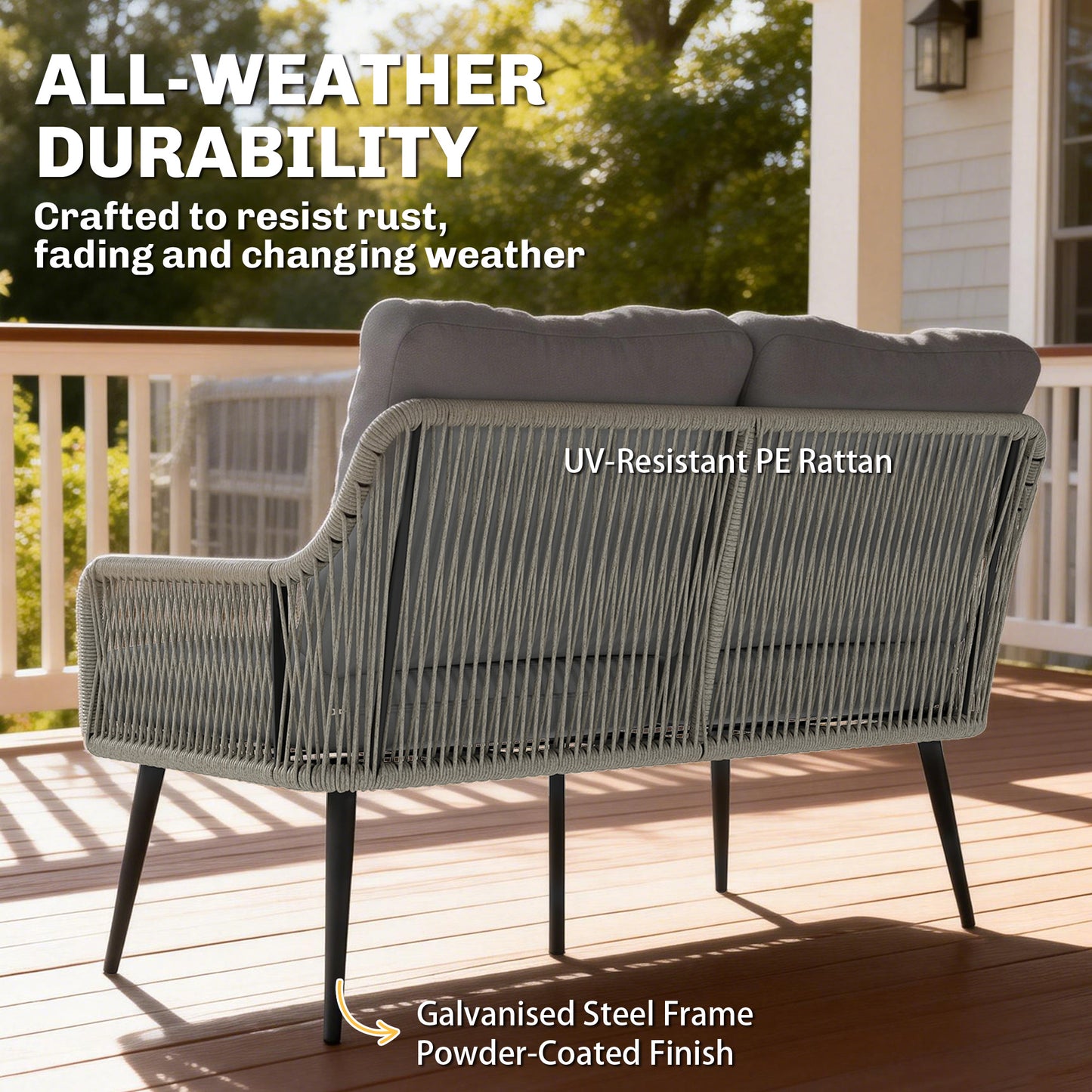 Outsunny Rattan Garden Furniture Set 4 Piece Outdoor Patio Set With Tempered Glass Table And Cushioned Chairs