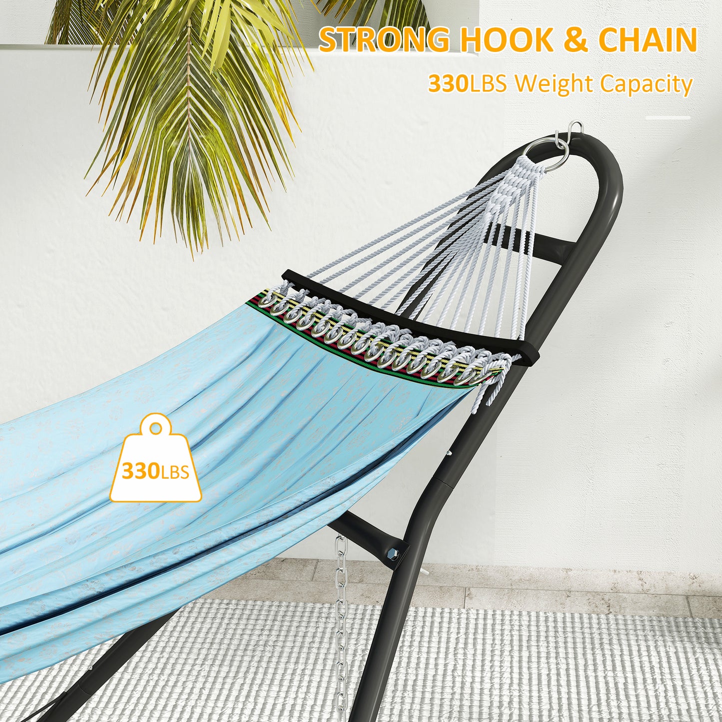 Outsunny 9ft Hammock Stand Adjustable Frame with Non Slip Feet for Indoor Outdoor 250 Kg Capacity Black