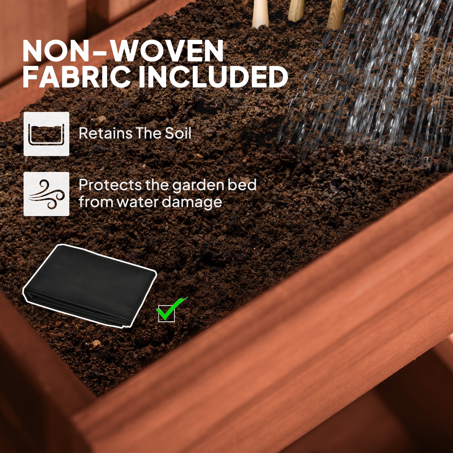 Outsunny Wall Mounted Wooden Garden Planter with Trellis and Drainage Holes Three Planter Boxes for Patio Brown