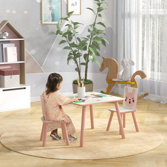 ZONEKIZ Kids Table Chairs Children Desk Two Toddler Furniture Set Ages 3-6 Years Pink - ALL4U RETAILER LTD