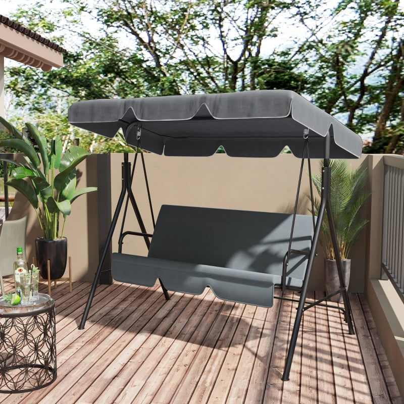 Outsunny Garden Swing Canopy Replacement 2 Seater | Swing Seat Replacement Cover | UV50+ Sun Shade (Canopy Only) | Dark Grey - ALL4U RETAILER LTD