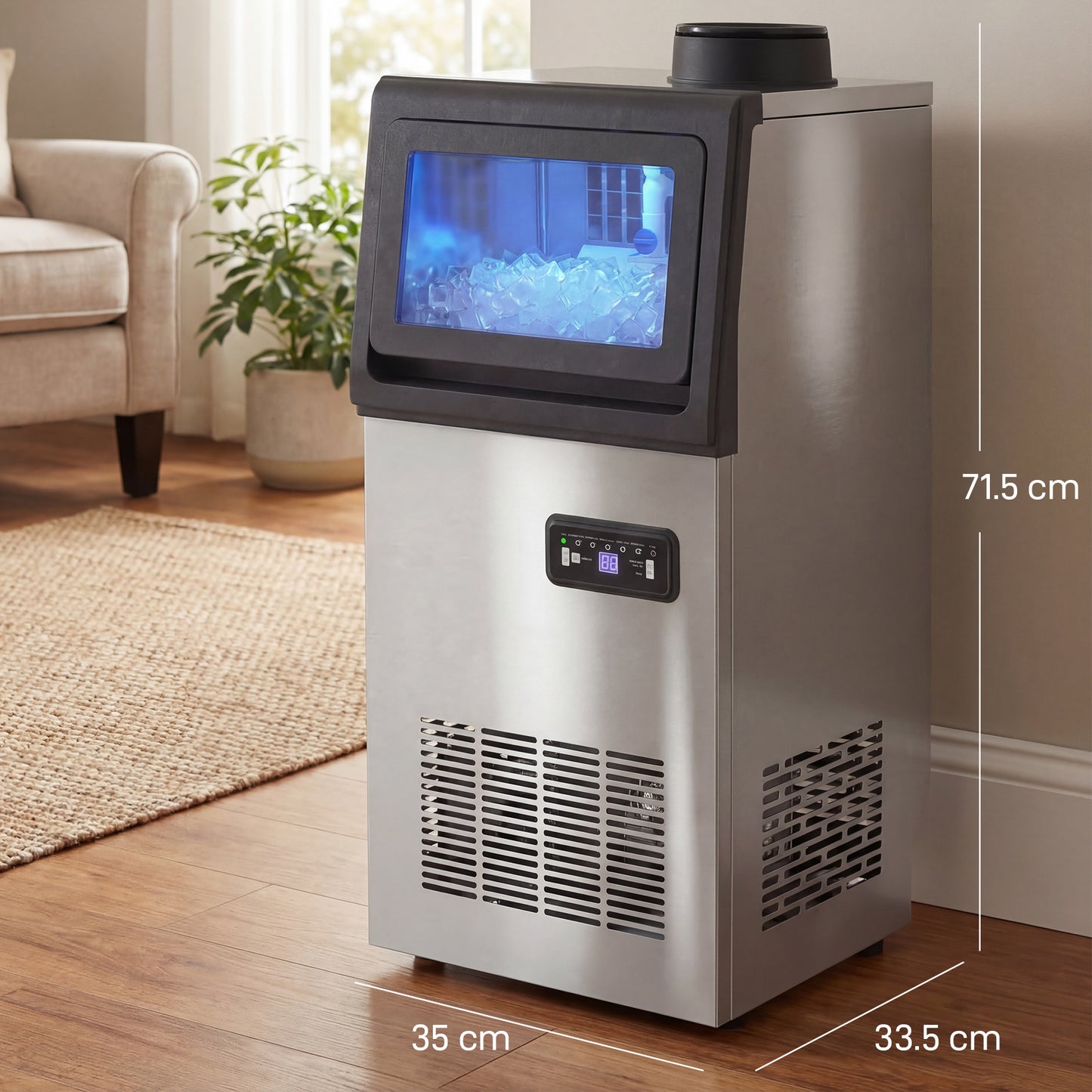 HOMCOM Commercial Ice Maker Machine 36 Kg Per Day Stainless Steel Under Counter Or Freestanding Silver