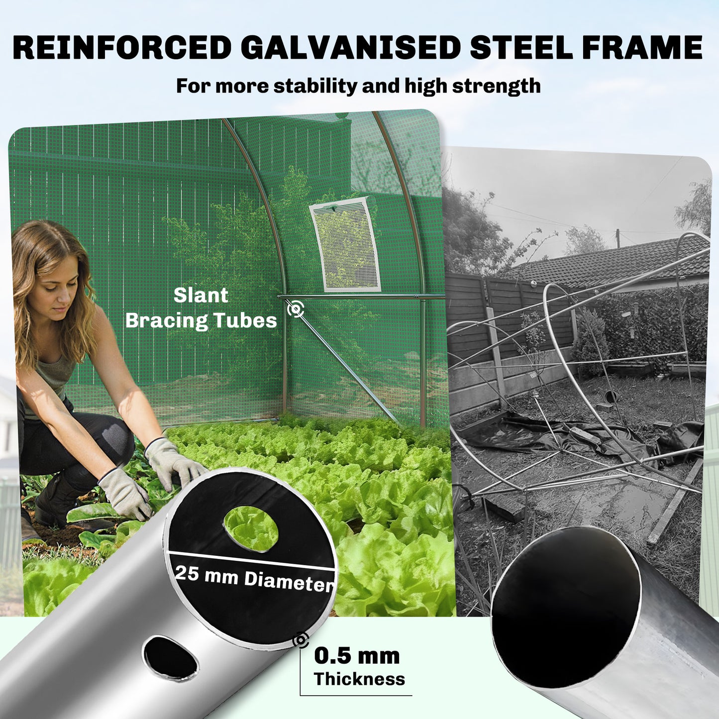 Outsunny 3 X 4 M Walk In Polytunnel Greenhouse With Hinged Door And 8 Roll Up Mesh Windows