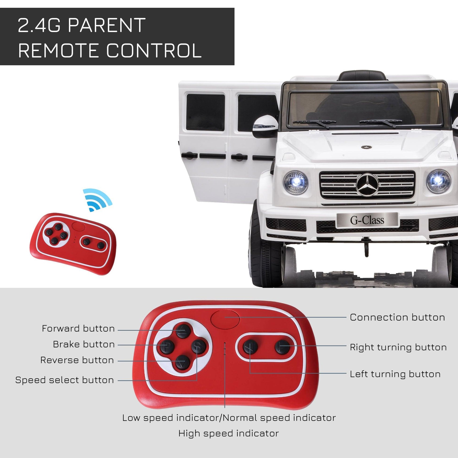 HOMCOM 12V Battery-powered Kids Electric Ride On Car Mercedes Benz G500 - ALL4U RETAILER LTD