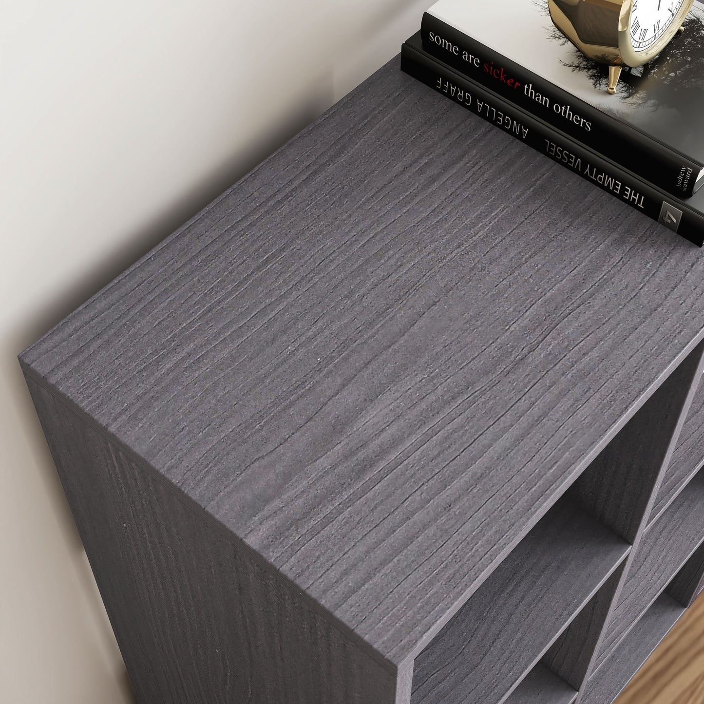 HOMCOM 6 Cube Bookshelf Grey Modern Storage Shelf For Home Office Organization Lightweight Particle Board