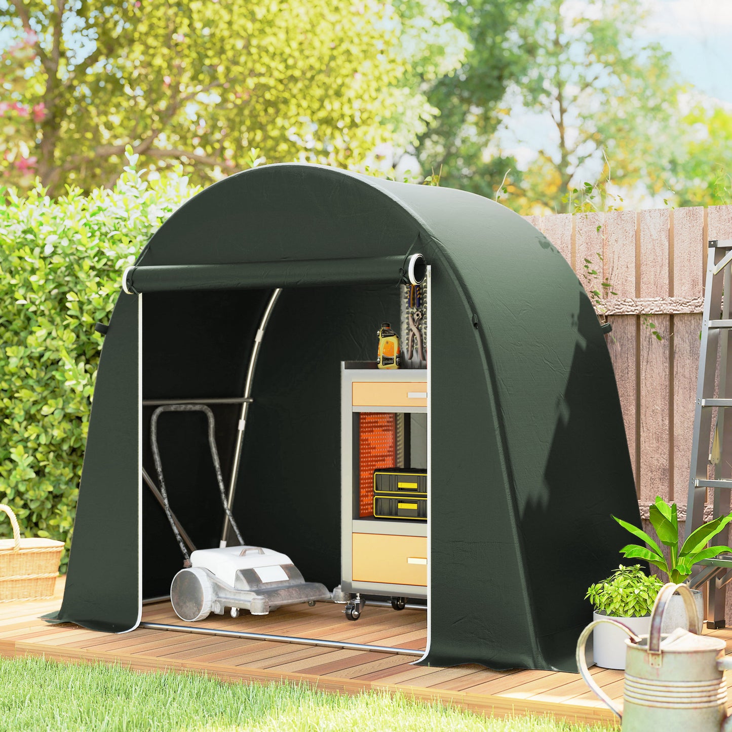 Outsunny 8x4 Ft Garden Storage Tent Waterproof With Roll Up Zipper Door And Galvanised Metal Frame Green